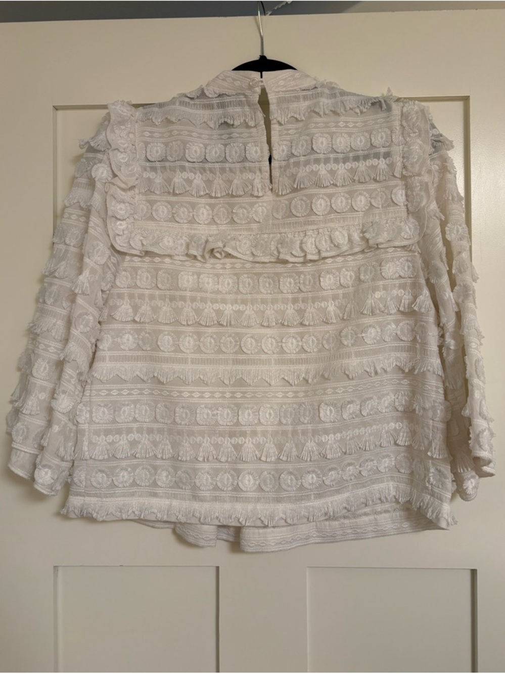 Smythe White Lace Ruffle Long Sleeve Top - Picture 3 of 3
